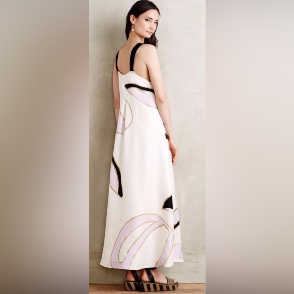 Cynthia Rowley Anthropologie Petaline Trapeze Silk A-line Maxi Dress Size 4